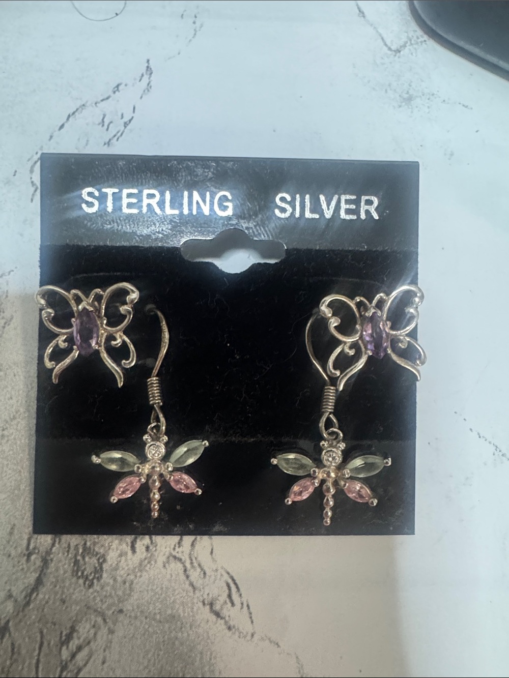Sterling Silver Butterfly studs and sterling silver dragonfly earrings